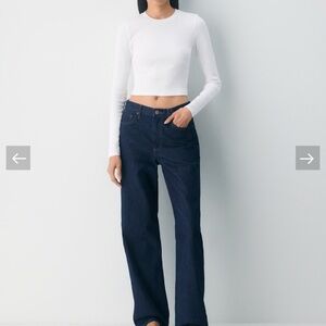 aritzia tna xs home stretch rib crew waist long sleeve